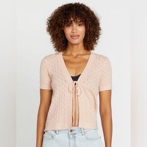 NWT - Volcom Cruz Cruise Womens Tie Front Sweater in Light Pink - Various Sizes